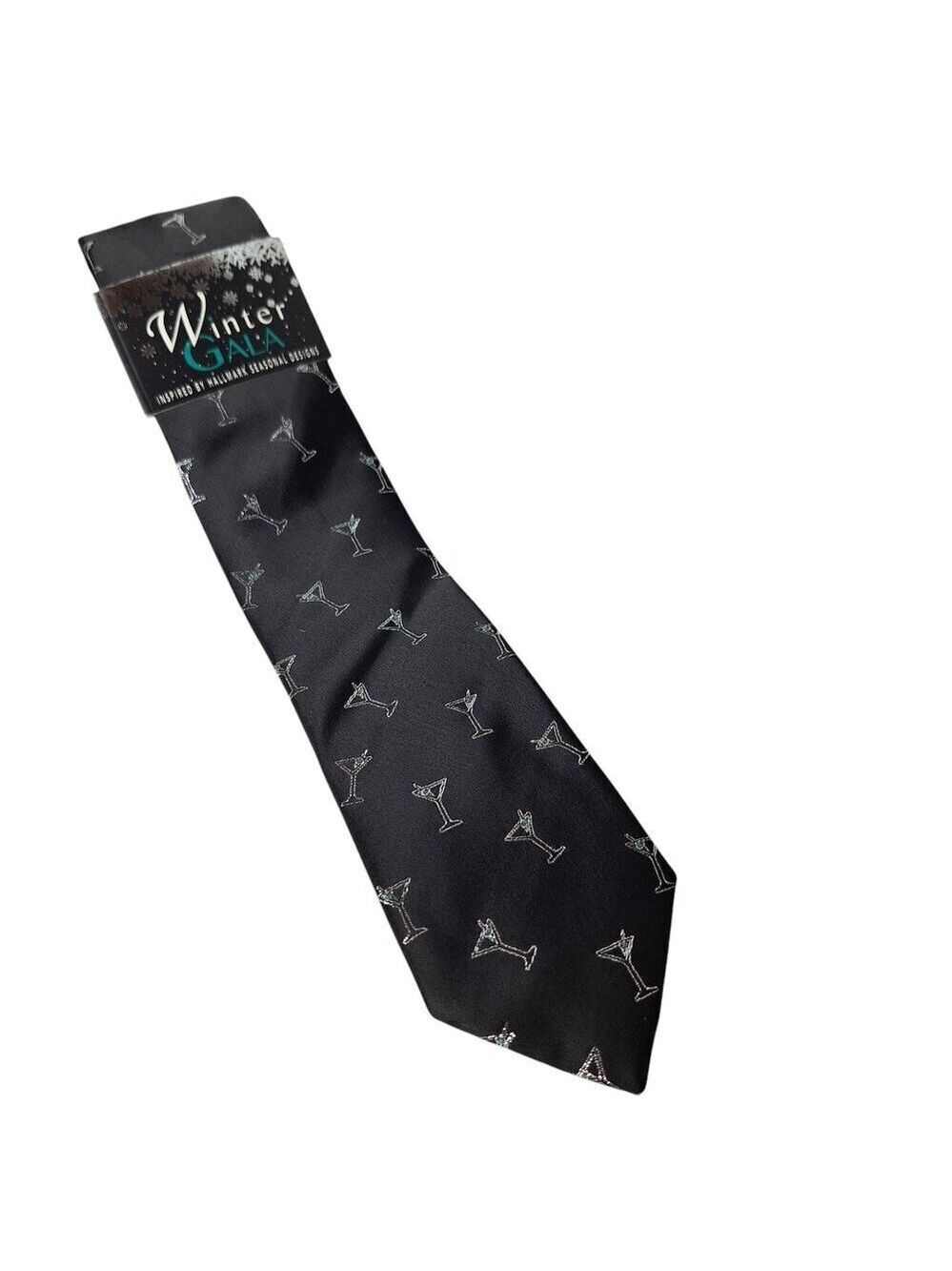 Hallmark Martini Glass Necktie Polyester Metallic Holiday